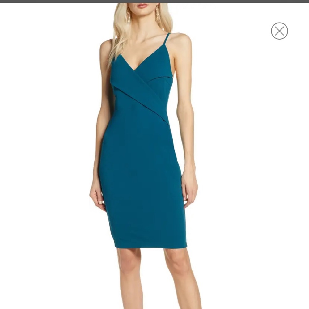 Lulus Teal Pleat Bodycon Dress XS
